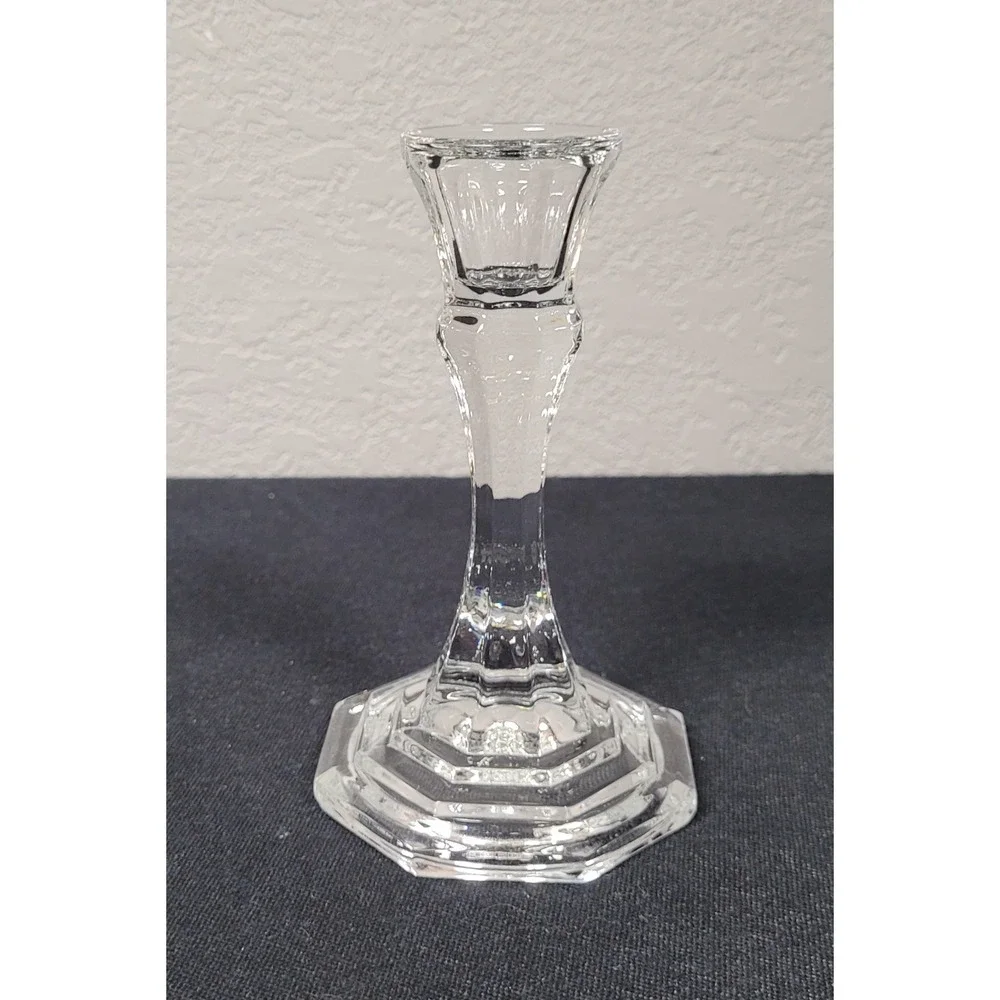 Vtg Clear Pressed Glass Taper Candlestick Holder 5